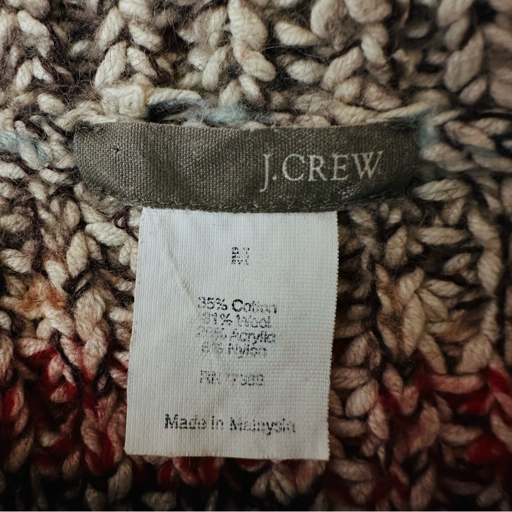 J.Crew Striped Chunky Knit Sleeveless Turtleneck Sweater Vest Wool Blend - Picture 6 of 6